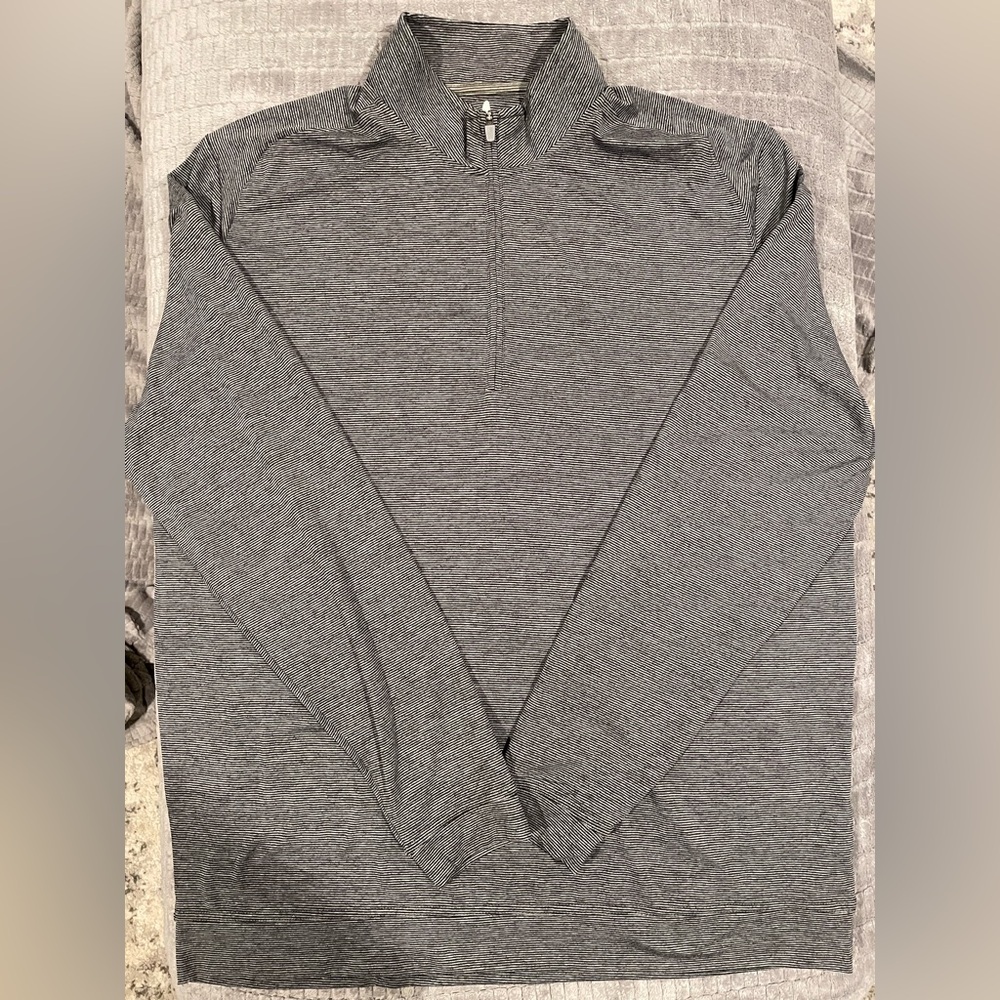 Johnnie O Gray Striped Quarter-Zip Pullover size CL